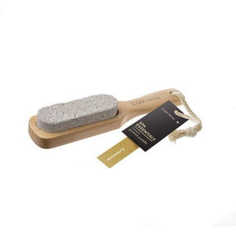 Pumice stone on wooden handle